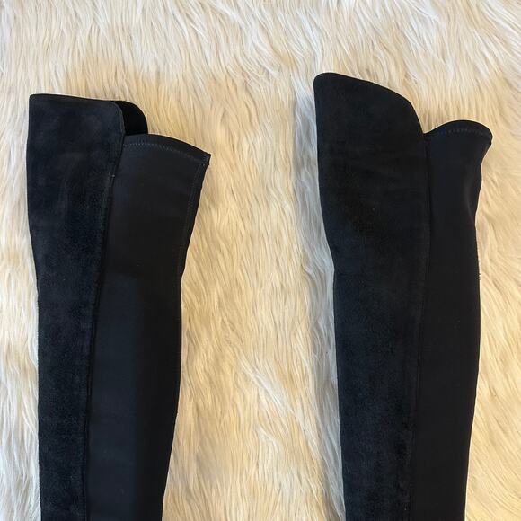 Stuart Weitzman 5050 Over The Knee Boots Suede Leather Block Heel Flat Black - Picture 9 of 14